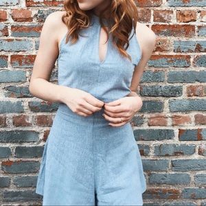 blue romper. summer romper.